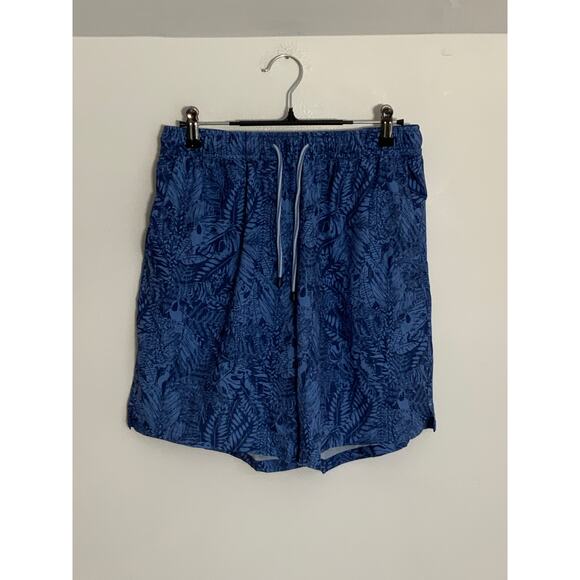 Peter Millar Atlantic Blue Tropical Leaf Print Swim Trunks - Picture 3 of 6